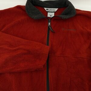 Columbia Men XL Fleece Jacket Full Zip Jacket Double Pocket Soft Rust and Gray